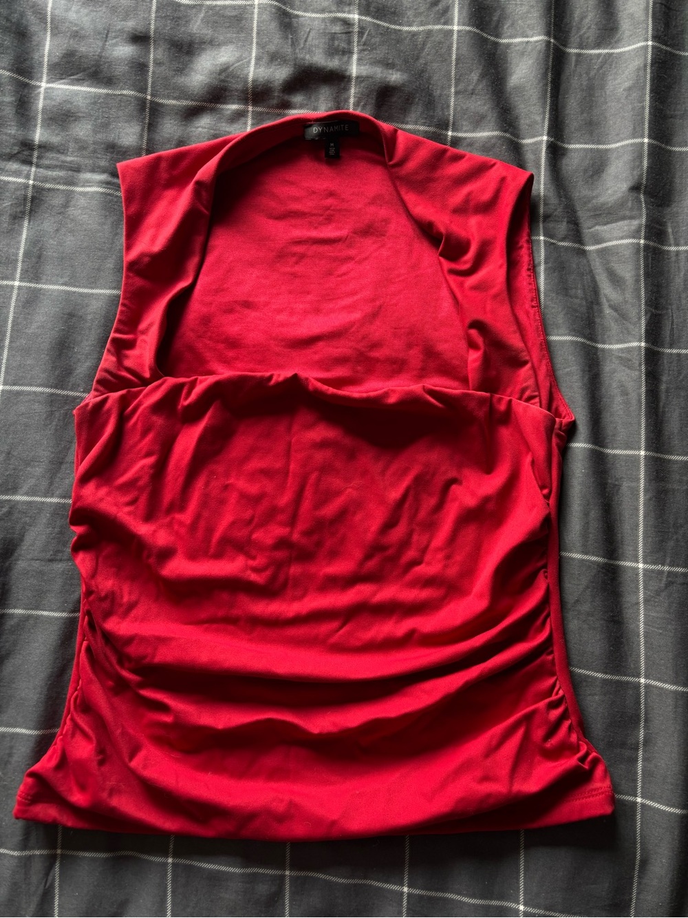 Dynamite Red Sleeveless Ruched Tank Top